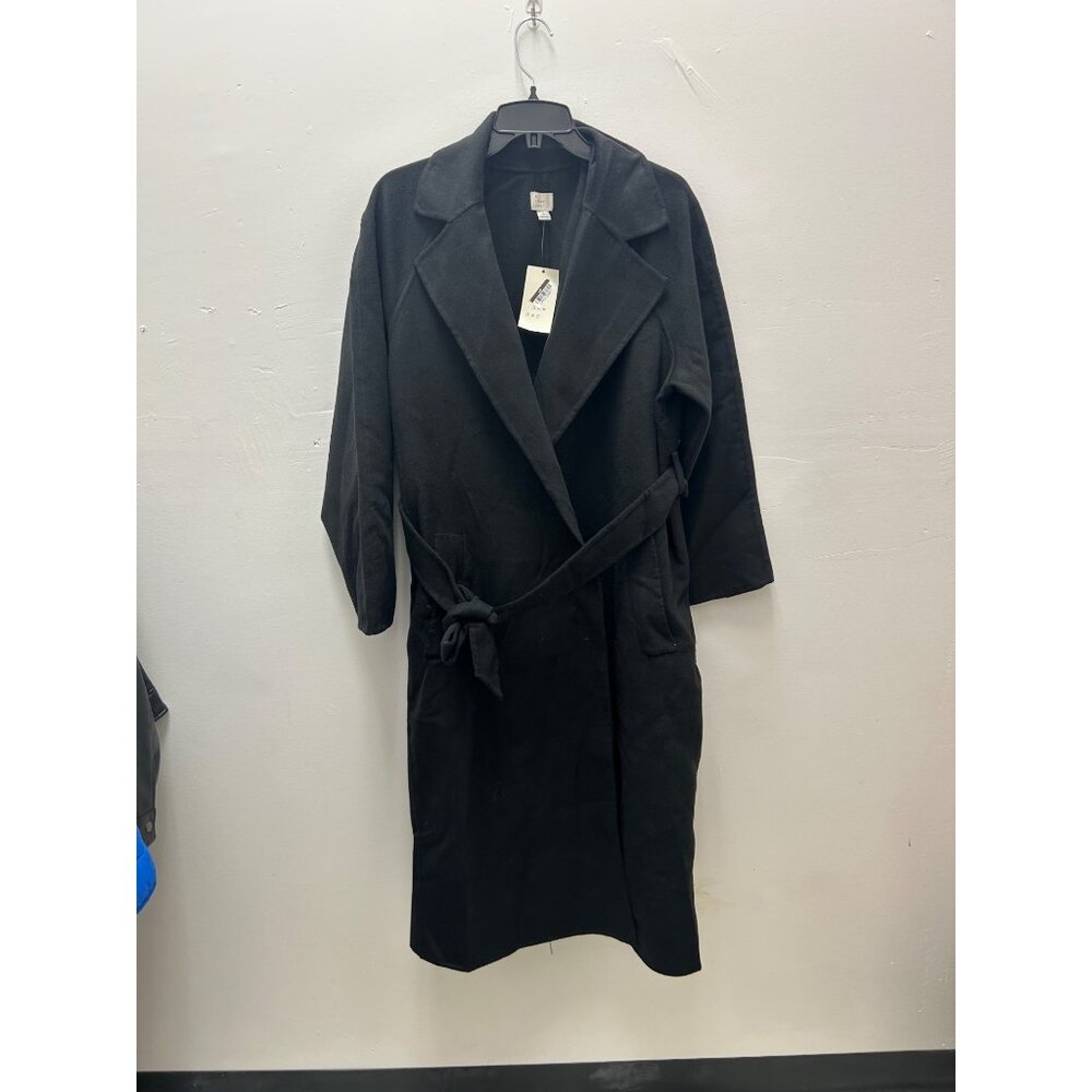 K-174 A New Day Women's Medium Black Belted Long Coat